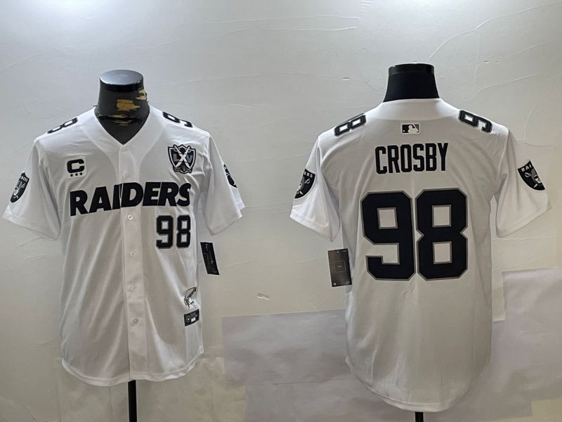 Men Oakland Raiders #98 Crosby White five generations 2024 Nike Limited NFL Jersey style 2